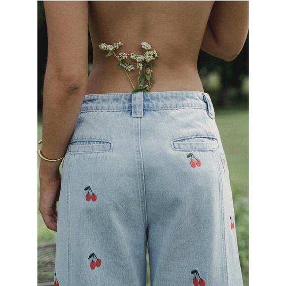 Embroidered Light Blue Boyfriend Jeans - Picture 2 of 14